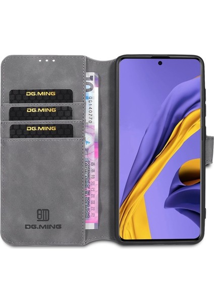 Deri Samsung Galaxy A51 Için Telefon Kılıfı - Gri (Yurt Dışından)
