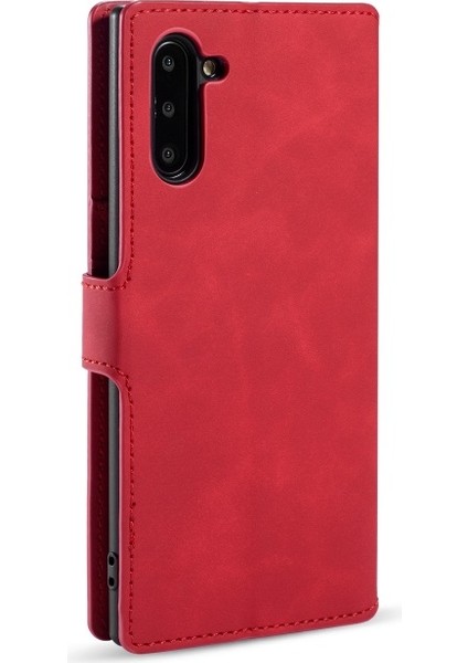 Deri Samsung Galaxy Note 10 / Note 10 5g Için Telefon Kılıfı - Kırmızı (Yurt Dışından)