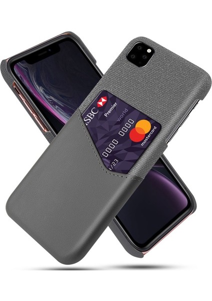 Apple iPhone 11 Pro Max Için Kart Yuvalı Pc + Pu + Kumaş Hibrit Telefon Kılıfı - Gri (Yurt Dışından)