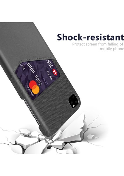 Apple iPhone 11 Pro Max Için Kart Yuvalı Pc + Pu + Kumaş Hibrit Telefon Kılıfı - Gri (Yurt Dışından) fiyatları
