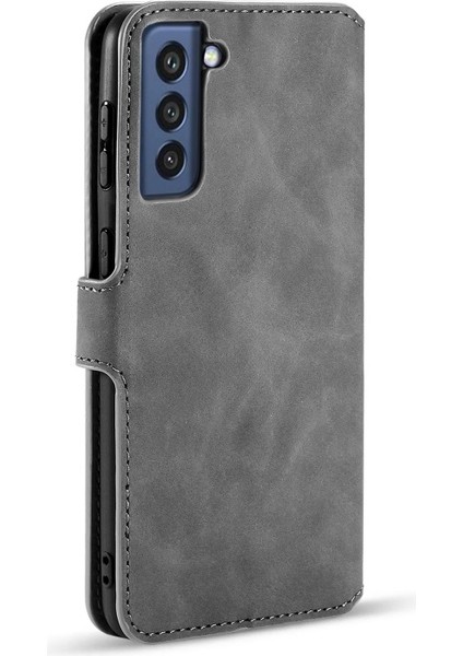 Deri Samsung Galaxy S21 Fe Için Telefon Kılıfı - Gri (Yurt Dışından)