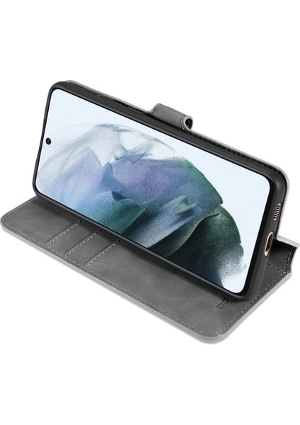 Deri Samsung Galaxy S21 Fe Için Telefon Kılıfı - Gri (Yurt Dışından)