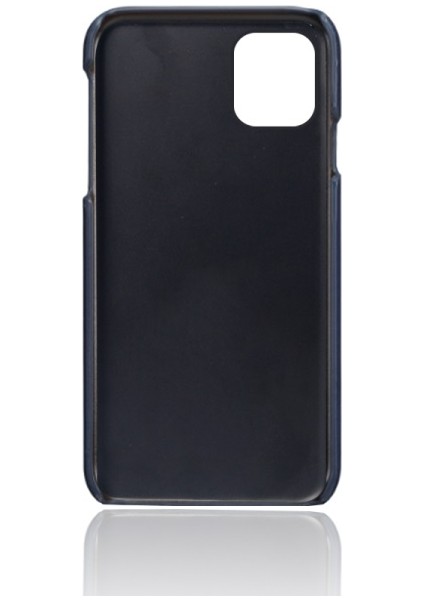 Apple iPhone 12 Pro Max Için Çift Kart Yuvalı Pu Deri Kaplamalı Pc Telefon Kılıfı - Koyu Mavi (Yurt Dışından) modelleri