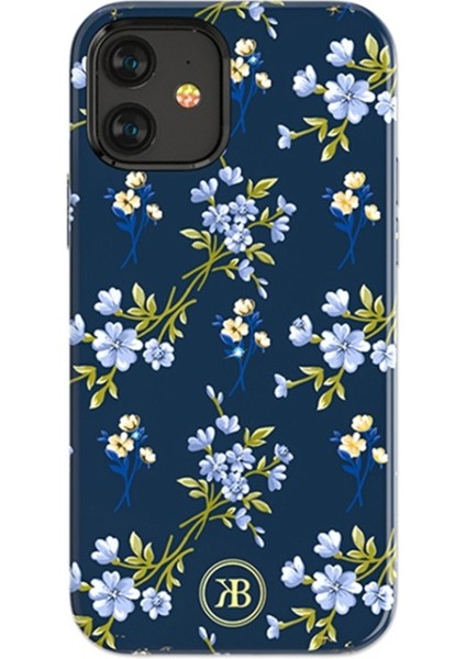 Apple iPhone 12 Mini Için Çiçek Desenli Pc + Tpu Telefon Kılıfı - Koyu Mavi (Yurt Dışından) fiyatları