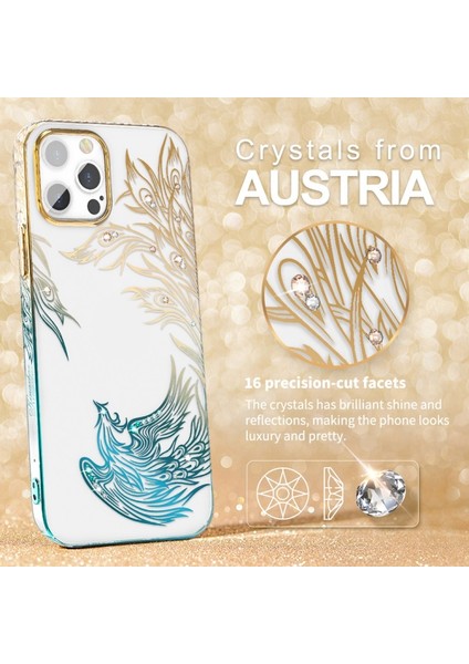 Apple iPhone 12 Için Phoenix Nirvana Serisi Işıltılı Galvanik Pc Koruyucu Kılıf - Mavi/altın (Yurt Dışından) fiyatları