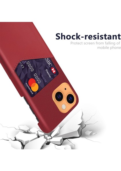 Apple iPhone 13 Için Kumaş Dokulu Kart Yuvalı Telefon Kılıfı - Kırmızı (Yurt Dışından) modelleri