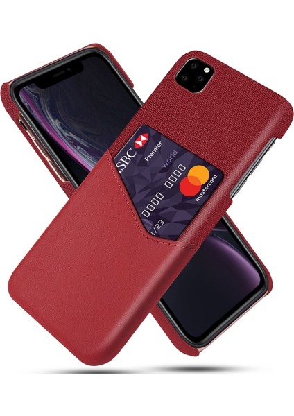 Apple iPhone 11 Için Kart Yuvalı Pc + Pu + Kumaş Hibrit Telefon Kılıfı - Kırmızı (Yurt Dışından)