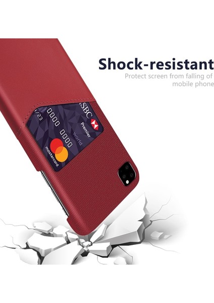 Apple iPhone 11 Için Kart Yuvalı Pc + Pu + Kumaş Hibrit Telefon Kılıfı - Kırmızı (Yurt Dışından) fiyatları