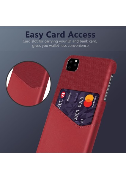 Apple iPhone 11 Için Kart Yuvalı Pc + Pu + Kumaş Hibrit Telefon Kılıfı - Kırmızı (Yurt Dışından) modelleri