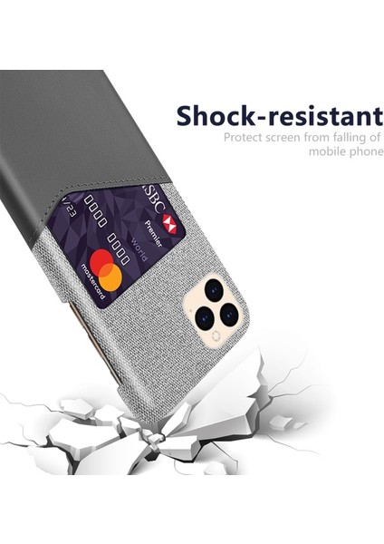 Apple iPhone 12 Pro Için Kartlıklı Kumaş + Pu Deri Kaplamalı Pc Kılıf - Gri (Yurt Dışından) modelleri