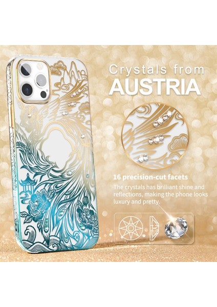 Apple iPhone 12 Için Phoenix Nirvana Serisi Işıltılı Galvanik Pc Koruyucu Kılıf - Mavi/altın (Yurt Dışından) fırsatları