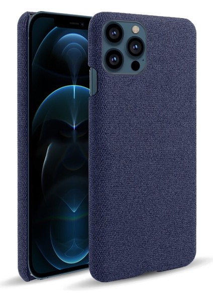 Apple iPhone 13 Pro Için Kumaş Kaplamalı Sert Plastik Telefon Kılıfı - Mavi (Yurt Dışından)