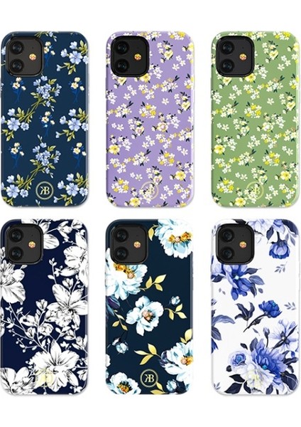 Apple iPhone 12 Mini Için Çiçek Desenli Pc + Tpu Telefon Kılıfı - Mavi/siyah (Yurt Dışından) modelleri
