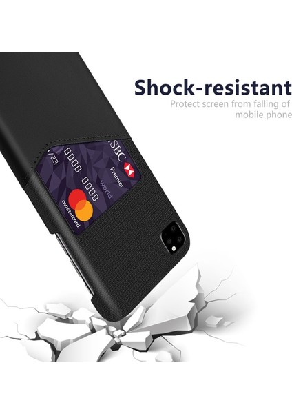 Apple iPhone 11 Pro Max Için Kart Yuvalı Pc + Pu + Kumaş Hibrit Telefon Kılıfı - Siyah (Yurt Dışından) fiyatları