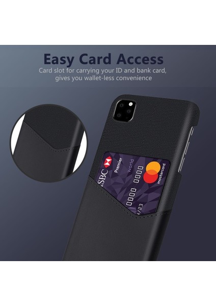 Apple iPhone 11 Pro Max Için Kart Yuvalı Pc + Pu + Kumaş Hibrit Telefon Kılıfı - Siyah (Yurt Dışından) modelleri