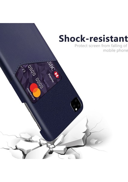 Apple iPhone 11 Için Kart Yuvalı Pc + Pu + Kumaş Hibrit Telefon Kılıfı - Mavi (Yurt Dışından) fiyatları