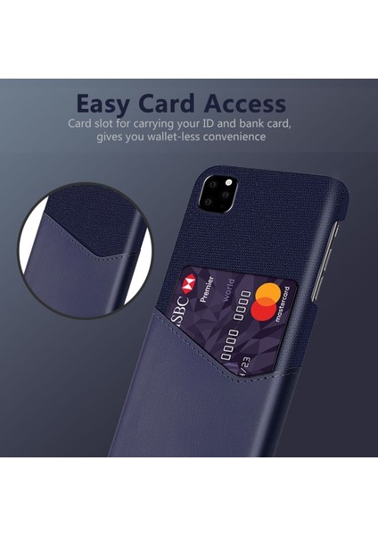 Apple iPhone 11 Için Kart Yuvalı Pc + Pu + Kumaş Hibrit Telefon Kılıfı - Mavi (Yurt Dışından) modelleri
