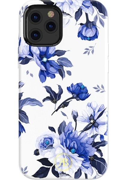 Apple iPhone 12 Için Flower Serisi Manyetik Levhalı Pc Telefon Kılıfı - Beyaz/mavi (Yurt Dışından) fiyatları