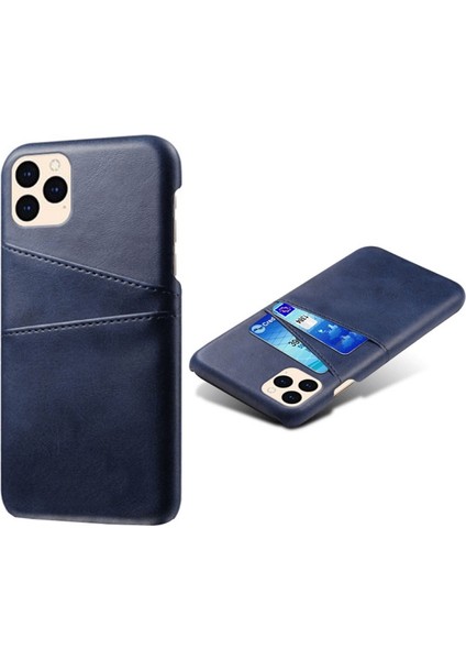 Apple iPhone 12 Mini Için Çift Kart Yuvalı Pu Deri Kaplamalı Pc Telefon Kılıfı - Mavi (Yurt Dışından)