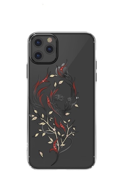 Apple iPhone 11 Pro Için Yapay Elmas Dekorlu Çiçek Desenli Pc Telefon Kılıfı - Kırmızı (Yurt Dışından)