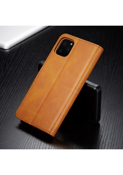 Apple iPhone 11 Pro Için Pu Deri Cüzdan Tasarımlı Kılıf - Kahverengi (Yurt Dışından)
