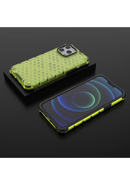 Apple iPhone 13 Pro Max 6.7 Inç Uyumlu Petek Tasarım Pc + Tpu Hibrit Telefon Kılıfı - Yeşil (Yurt Dışından)