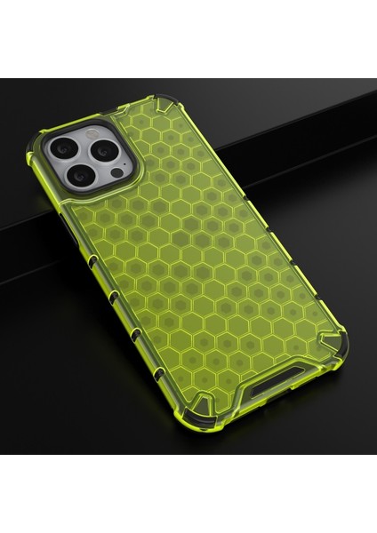 Apple iPhone 13 Pro Max 6.7 Inç Uyumlu Petek Tasarım Pc + Tpu Hibrit Telefon Kılıfı - Yeşil (Yurt Dışından)