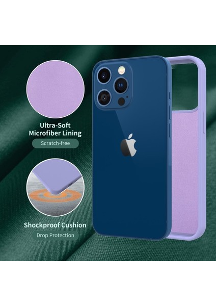 Apple iPhone 13 Pro Max 6.7 Inç Uyumlu Parmak Izi Özellikli Tpu Yumuşak Koruyuculu Telefon Kılıfı - Mor (Yurt Dışından)