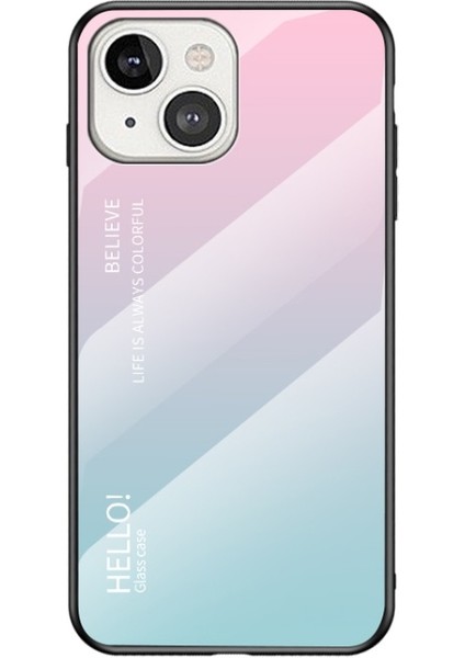 Apple iPhone 13 Mini 5.4 Inç Uyumlu Temperli Cam + Tpu Telefon Kılıfı - Pembe/mavi (Yurt Dışından)