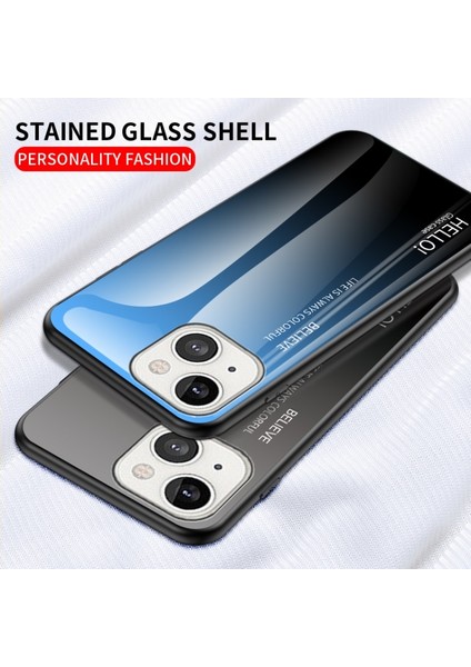 Apple iPhone 13 Mini 5.4 Inç Uyumlu Temperli Cam + Tpu Telefon Kılıfı - Pembe/mavi (Yurt Dışından)