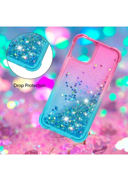 Apple iPhone 13 Pro Max 6.7 Inç Uyumlu Degrade Renkli Tpu Yumuşak Simli Telefon Kılıfı - Pembe / Mavi (Yurt Dışından)