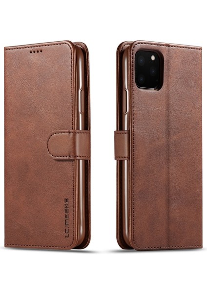 Apple iPhone 11 Pro Için Pu Deri Cüzdan Tasarımlı Kılıf - Koyu Kahverengi (Yurt Dışından)
