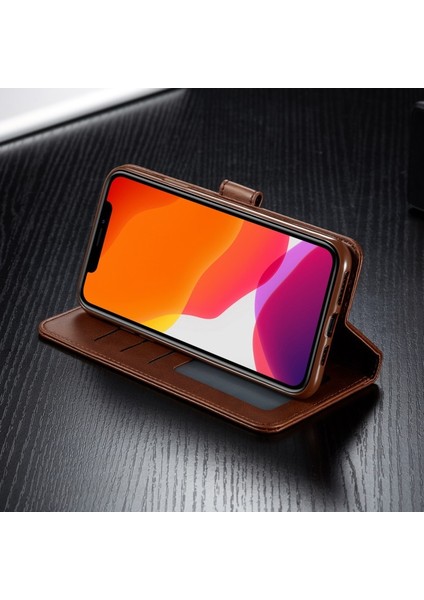 Apple iPhone 11 Pro Için Pu Deri Cüzdan Tasarımlı Kılıf - Koyu Kahverengi (Yurt Dışından)