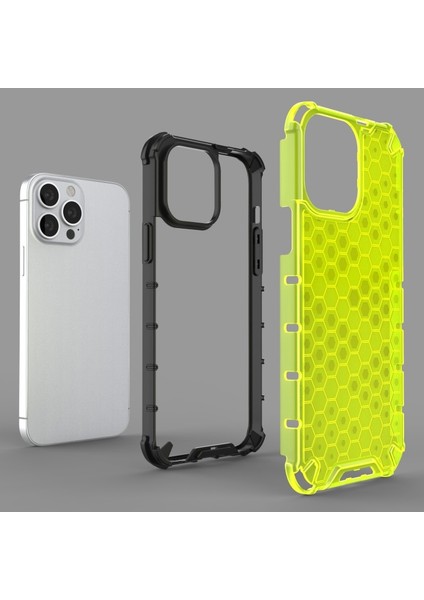 Apple iPhone 13 Pro Max 6.7 Inç Uyumlu Petek Tasarım Pc + Tpu Hibrit Telefon Kılıfı - Mavi (Yurt Dışından)