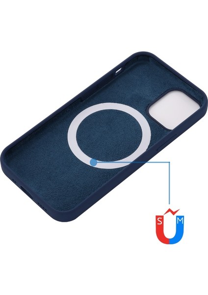 Apple iPhone 13 Pro Max 6.7 Inç Uyumlu Silikon Manyetik Telefon Kılıfı - Koyu Mavi (Yurt Dışından)