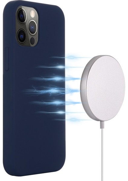Apple iPhone 13 Pro Max 6.7 Inç Uyumlu Silikon Manyetik Telefon Kılıfı - Koyu Mavi (Yurt Dışından)