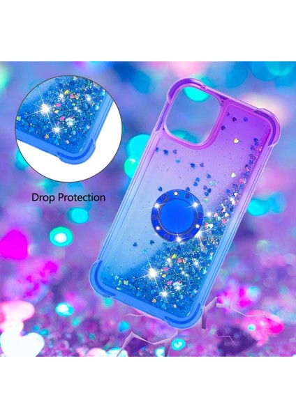 Apple iPhone 13 Mini 5.4 Inç Uyumlu Degrade Tpu Yüzük Tutuculu Telefon Kılıfı - Mor / Mavi (Yurt Dışından)