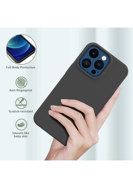 Apple iPhone 13 Pro Max 6.7 Inç Uyumlu Parmak Izi Özellikli Tpu Yumuşak Koruyuculu Telefon Kılıfı - Siyah (Yurt Dışından)