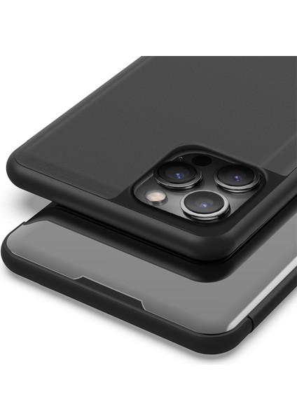 Apple iPhone 11 Pro Max 6.5 Inç Uyumlu Ayna Yüzey Kaplama Deri Telefon Kılıfı - Açık Mavi (Yurt Dışından)