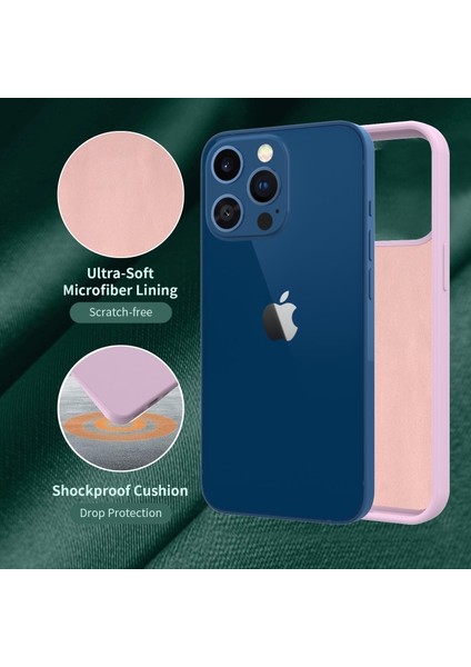 Apple iPhone 13 Pro Max 6.7 Inç Uyumlu Parmak Izi Özellikli Tpu Yumuşak Koruyuculu Telefon Kılıfı - Pembe (Yurt Dışından)