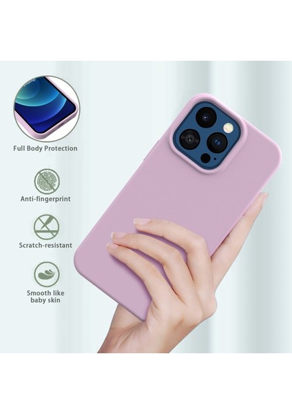Apple iPhone 13 Pro Max 6.7 Inç Uyumlu Parmak Izi Özellikli Tpu Yumuşak Koruyuculu Telefon Kılıfı - Pembe (Yurt Dışından)