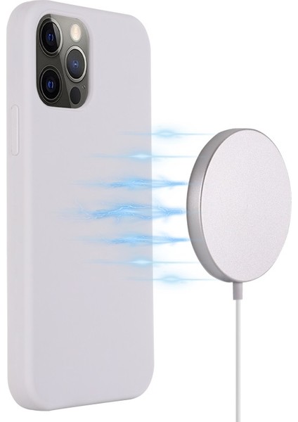 Apple iPhone 13 Pro Max 6.7 Inç Uyumlu Silikon Manyetik Telefon Kılıfı - Beyaz (Yurt Dışından)