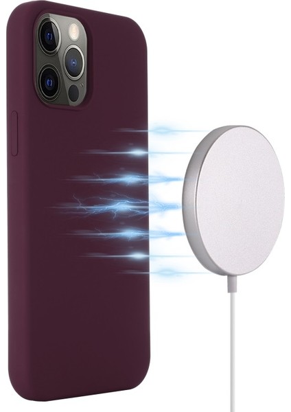Apple iPhone 13 Pro Max 6.7 Inç Uyumlu Silikon Manyetik Telefon Kılıfı - Koyu Kırmızı (Yurt Dışından) fırsatları