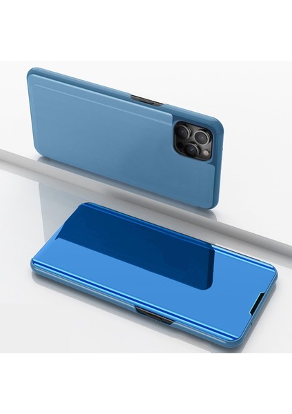 Apple iPhone 11 Pro Max 6.5 Inç Uyumlu Ayna Yüzey Kaplama Deri Telefon Kılıfı - Açık Mavi (Yurt Dışından)