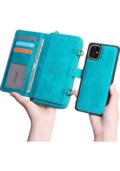 Apple iPhone 11 Için 020 Serisi Manyetik Ayrılabilir Tasarımlı Darbeye Dayanıklı Pu Deri Tpu Cüzdan Kılıf - Mavi (Yurt Dışından) modelleri
