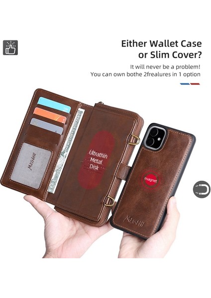 Apple iPhone 11 Için 020 Serisi Manyetik Ayrılabilir Tasarımlı Darbeye Dayanıklı Pu Deri Tpu Cüzdan Kılıf - Kahverengi (Yurt Dışından) indirimleri