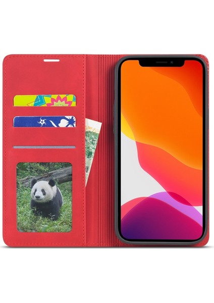 Apple iPhone 13 Pro Max 6.7 Inç Uyumlu Deri Cüzdan Telefon Kılıfı - Kırmızı (Yurt Dışından) fiyatları