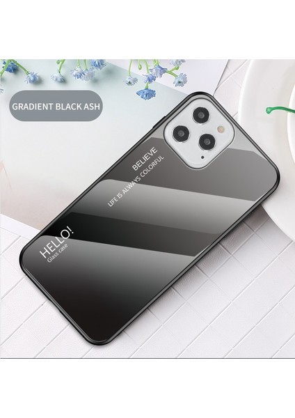 Apple iPhone 12/12 Pro 6.1 Inç Uyumlu Degrade Cam Tpu+ Akrilik Telefon Kılıfı - Gri / Siyah (Yurt Dışından) fiyatları
