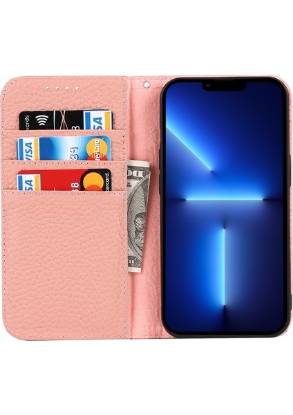 Apple iPhone 13 Pro 6.1 Inç Uyumlu Çizilmeye Dayanıklı Deri Telefon Kılıfı - Pembe (Yurt Dışından) indirimleri