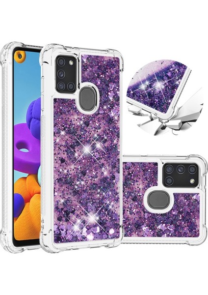 Samsung Galaxy A21S Için Mor Renkli Parıltılı Telefon Kılıfı (Yurt Dışından)